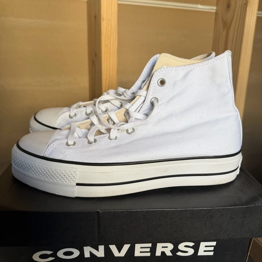Converse All Star Chuck Taylor Lift Hi White Tops sneakers shoes Revolve 10.5